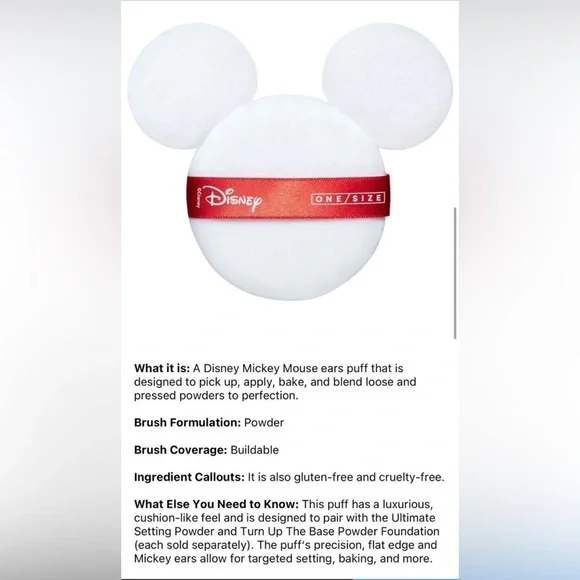 Patrik Starr One/Size Disney Mickey Fantasia Makeup Poof NEW - Picture 3 of 3